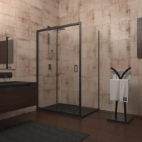 Душевой угол раздвижной прямоугольный RV046B-13580-01-C5 1350х800х1950 Цвет профиля Чёрный  Стекло Прозрачное Veconi