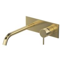 Смеситель для раковины встраиваемый, однорычажный, излив и ручка на единой площадке, с донным клапаном Ручка "антикапля" LEAF-BLI1-20-L-SR Sunrise ручка  Sunrise Cezares