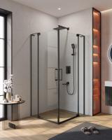 Душевой уголок прямоугольный.     SLIDER-A-2-90/100-C-NERO (900-1000)x(900-1000)x1950 Cezares