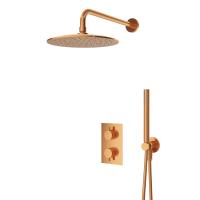 Душевая система термостатическая с дивиатором для верхнего и ручного душа, верхний душ из стены 25 см Термостатический смеситель LEAF-DSIP-T-25-SS Sunset ручка  Sunset Cezares