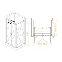 Душевой уголок RGW PA-144 (PA-104 + Z-050-2 + O-104) прямоугольный   90* 80*195 060814498-011 профиль Хром стекло Прозрачное 6 мм RGW